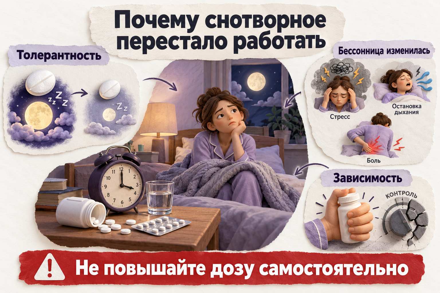Почему снотворное перестало действовать: толерантность, изменение бессонницы или лекарственная зависимость